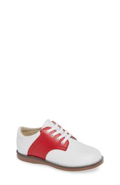 A classic saddle style details a handsome leather oxford perfect for those dressier days. Style Name:Footmates Cheer Oxford (Baby, Walker, Toddler & Little Kid). Style Number: 5689218. White Apple, Apple Red, Baby Walker, Red Apple, Up Styles, Toddler Boys, Custom Fit, Kids Shoes, Saddle