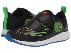 New Balance Kids FuelCore Reveal BOA(r) (Little Kid) - Boys Shoes : Black/Laser Blue : They will hit the pavement running when you update their schoolyard look with the New Balance Kids FuelCore Reveal BOA sneaker, featuring the unique BOA closure system for a customizable and secure fit. Combination mesh and synthetic upper materials. The BOA system closure features dual midfoot straps for a customizable fit. Pull tab at heel for easy on. Round toe with rubber reinforcement. Signature logo deta Green Slip-resistant Low-top Running Shoes, Functional Scratch-resistant Running Shoes For Light Sports, Functional Scratch-resistant Running Shoes For Casual Use, Sporty Scratch-resistant Running Shoes For Training, Functional Scratch-resistant Running Shoes, Green Non-slip Sneakers For Training, Green Running Shoes With Elastic Laces For Light Sports, Sporty Scratch-resistant Slip-on Sneakers, Low-top Scratch-resistant Sneakers For Training