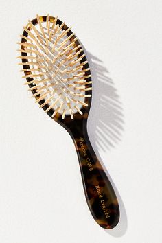 Birchwood bristles; cellulose acetate Imported | Hand-Crafted Italian-Made Hair Brush by Creative Pro Hair Tools in Brown, Women's at Anthropologie Fancy Hair Brush, Wood Hair Brush, Pretty Hairbrush, Aesthetic Hairbrush, Scandi Accessories, Hair Tools Aesthetic, Gifts For Mom Christmas, Bamboo Hair Brush, Women Gift Ideas