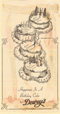 a drawing of a birthday cake with candles on it