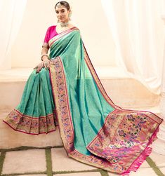 Trendy Silk Paithni Saree, Saree For USA Women, Designer Saree, Wedding Wear Saree, Festive Wear Saree, Blouse,Latest Saree,Sari,green sari Paithani Saree Blouse Pattern Simple, Paithani Saree Blouse Pattern, Saree Elegant, Saree Bridesmaid, Saree South Indian, South Indian Saree, Green Sari, Paithani Silk Saree, Modern Indian Wedding