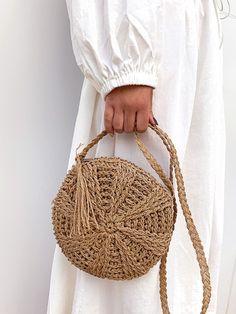 Tassel Decor Straw Bag  - Women Crossbody Casual Fringe Bags For Spring, Casual Spring Bags With Fringe, Beige Fringe Shoulder Bag For Spring, Spring Beige Fringe Shoulder Bag, Casual Spring Shoulder Bag With Fringe, Spring Beige Shoulder Bag With Fringe, Trendy Tassels Bag For Spring, Trendy Spring Bags With Tassels, Spring Beige Shoulder Bag With Tassels