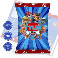 an image of a pillow with the name tyler turns on it and paw patrol characters