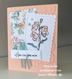 a close up of a card with flowers on it