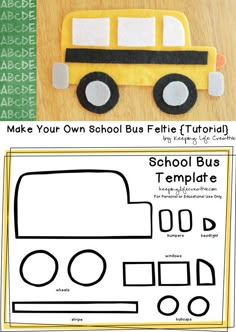 an image of a school bus cut out from felt