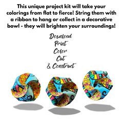 three pieces of art with the words, this unique project kit will take your colors from flat to fierce