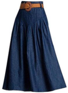 Chic Fitted Medium Wash Skirt, Trendy Full Length Summer Skirt, Trendy Full-length Summer Skirt, Chic Pleated Fitted Denim Skirt, High-waist Cotton Pleated Denim Skirt, High Waist Pleated Cotton Denim Skirt, High Waist Pleated Denim Skirt In Cotton, High Waist Cotton Denim Pleated Skirt, Fitted Dark Wash Denim Maxi Skirt