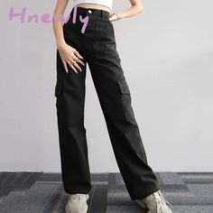 Vintage Straight new style baggy Trousers casual pants waist pocket denim pants summer women's y2k high waist cargo pants [23y 8m 8d] High Waist Cargo Pants, Trendy Summer Fits, Maternity Sweater Dress, Cargo Pants Streetwear, Waist Cargo Pants, White Vintage Dress, Vintage Boho Dress, Trousers Casual, Solid Color Pants