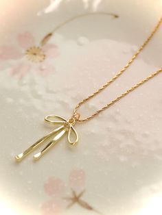 ✩ Handcrafted ✩ Yellow Gold Plated Necklace ✩ One Length 18" ✩ View "Sizing Info" page for more info ｡｡｡ Bow Necklace Gold, Bow Necklace, Plate Necklace, Gold Plated Necklace, Necklace Gold, Gold Necklace, Gold Plate, Yellow Gold, Yellow