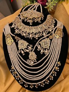 Beautiful multi coloured full jewellery set. Includes a necklace, earrings, jhumar, tikka and choker. Jhumar Tikka, Pink Bridal, Jhumka Earrings, Set Necklace, Jewellery Set, Brass Jewelry, A Necklace, Necklace Earrings, Hyderabad