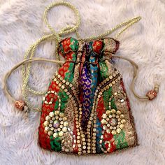 Nwot Beautiful Vintage Beaded Jeweled Silky Satin Lined, Festival Gypsy Mini Pouch, Crossbody Or Tie It To Your Belt Bag. Please See Photos For Detailed Description And Comment Below With Any Questions. Embellished Multicolor Pouch Shoulder Bag, Multicolor Embellished Bags For Festive Occasions, Embellished Multicolor Pouch Bag, Multicolor Embellished Pouch Bag, Bohemian Embellished Shoulder Bag For Festive Occasions, Festive Bohemian Beaded Bag, Beaded Pouch Potli Bag, Embellished Pouch Potli Bag For Festivals, Festival Bags With Multicolor Embroidery And Beaded Details