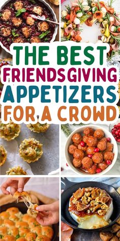 Easy friendsgiving appetizers for a dinner party, work potluck, or happy hour. These friendsgiving finger food ideas, dip recipes, fall appetizers, and snack platters feed a crowd. Friendsgiving Appetizers Easy, Fun Food To Make, Friendsgiving Snacks, Friendsgiving Menu Ideas, Appetizers For Thanksgiving, Potluck Finger Foods, Friendsgiving Recipes Appetizers, Appetizers For A Party