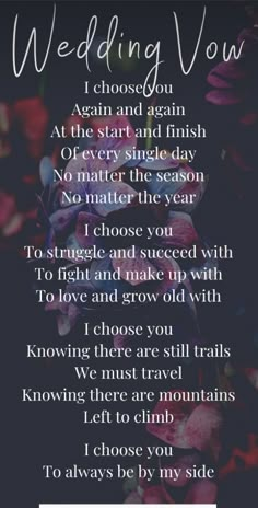 the poem for wedding vows with flowers on it