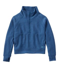 Made to perform and ready for anything, this textured sweatshirt has just-right comfort and stretch with a perfectly oversized fit. Plus, it looks just as great with your favorite hiking pants as it does with jeans. Relaxed Fit: Our most generous fit sits farthest from the body. Falls at hip. In a soft blend of 89% polyester, 10% TENCEL™ Lyocell and 1% spandex. Four-way stretch lets you move freely and keeps it original shape. Pill-resistant fabric wicks moisture and dries quickly. Machine wash Sporty Half-zip Sweater With Relaxed Fit, Sporty Half-zip Relaxed Fit Sweater, Athleisure Tops With Ribbed Cuffs For Outdoor, Outdoor Half-zip Sweatshirt With Ribbed Cuffs, Fall Outdoor Activewear With Relaxed Fit, Cozy Outdoor Sweatshirt, Athleisure Tops For Winter Hiking, Long Sleeve Fleece Top For Hiking, Relaxed Fit Fleece Top For Outdoor