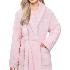 PAVILIA Women Plush Fleece Robe, Soft Textured Bathrobe, Lady Cozy Spa Long Robe Designed to be used as soft comfortable robe or bathrobe at your home. Our warm long fleece robe for women comes with a waist strap so you can adjust for perfect fit and 2 side pockets to keep all your essentials! ELEGANT JACQUARD TEXTURED FLEECE ROBE: Our Premium Women Fleece Long Robe is soft on your skin, lightweight, and keeps you warm. We made the robe of fluffy fuzzy fleece fabric that has added texture, makin Super Soft Cozy Robe With Long Sleeves, Cozy Super Soft Long-sleeved Robe, Cozy Long Sleeve Super Soft Robe, Cozy Long-sleeve Super Soft Robe, Winter Pink Sleepwear For Relaxation, Soft Pink Sleepwear For Lounging, Soft Pink Sleepwear For Relaxation, Cozy Pink Sleepwear For Relaxation, Comfortable Pink Sleepwear With Soft Texture