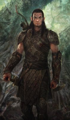 a painting of a man in armor standing in front of a forest filled with trees