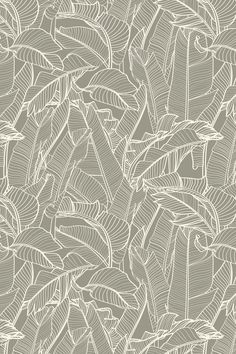 a drawing of leaves on a wallpaper with grey and white colors in the background