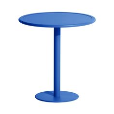 a blue round table on a white background