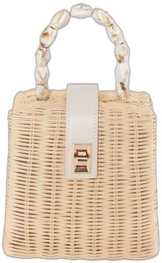 White Straw Bag With Top Carry Handle For Vacation, Trendy Rectangular Bucket Bag For Day Out, Chic Rectangular Shoulder Bag For Vacation, Chic Top Handle Shoulder Bag For Beach Season, Chic Rectangular Beach Bag With Detachable Handle, Spring Travel Beach Bag With Top Handle, Beach Bucket Bag With Top Handle And Removable Pouch, Beach Bucket Bag With Removable Pouch And Top Handle, Beige Top Handle Straw Bag For Day Out