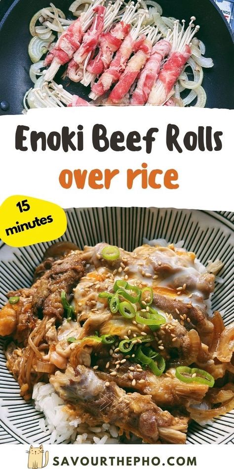 Enoki Beef Rolls Beef Wrapped Enoki Mushrooms, Enoki Beef Rolls, Chicken Tonkatsu, Crying Tiger Steak, Beef And Mushroom Recipe, Vietnamese Lemongrass Chicken, Enoki Mushroom Recipe, Recipes With Beef, Beef Rolls