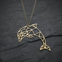 Geometric Dolphin, Origami Dolphin, Gold Geometric Necklace, Origami Necklace, Black Diamond Engagement Rings, Dolphin Necklace, Ocean Necklace, Kay Jewelry, Trend Jewelry