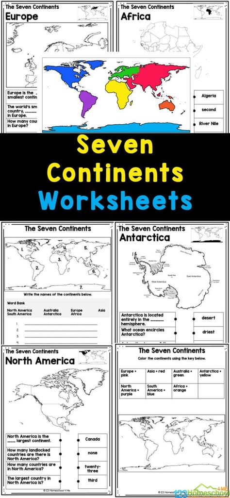 This pack of 7 Continents Printable pages is a great way to work on geography skills. Students will have fun learning about the seven major continents with these free continents and oceans worksheet pdf. Use these maps as part of social studies unit, stand-alond review, or extra pracitce with kindergarten, first grade, 2nd grade, 3rd grade, 4th grade, 5th grade, and 6th grade elementary students. Third Grade Social Studies Curriculum, 2nd Grade Geography Worksheets, Maps And Globes Third Grade, 2nd Grade Social Studies Lessons, Map Skills Worksheets 3rd Grade, Social Studies For 3rd Grade, Social Studies Curriculum Elementary, History For 2nd Grade, 3rd Grade Social Studies Activities