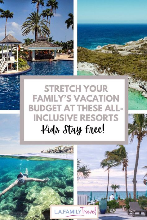 Family vacations can get expensive. From traveling to the destination then exploring to the cost of the hotel, food, and unexpected extras like WiFi and parking, it’s easy to go over your family’s vacation budget. At all-inclusives, the price you pay upfront is the final price. These resorts are made just for families with pools and waterparks, a smorgasbord of activities, and kid’s clubs so mom and dad can sneak away. Some all-inclusive resorts (like these) even let kids stay free! Family Tropical Vacation, Toddler Vacation, Top All Inclusive Resorts, Affordable Family Vacations, Resorts For Kids, Kid Friendly Resorts, Best Family Vacation Destinations, Cheap Family Vacations, Vacation Budget