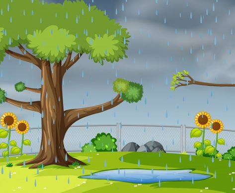 Raining Illustration, Rain Cartoon, Rain Illustration, Cartoon Garden, Easter Floral Arrangement, Autumn Animals, Wheelbarrow Garden, Wallpaper Hd Nature, Cartoon House