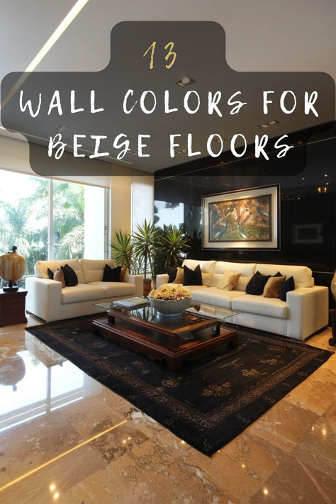 Wondering what wall colors go with beige floors? Discover 10 amazing color options that complement beige flooring beautifully. From cool tones to warm hues, find the perfect match for your home. Click to explore all the stunning combinations! 🌟🏡 #HomeDecor #WallColors #BeigeFloors #InteriorDesign #ColorIdeas Dark Floors Beige Walls, Flooring With Beige Walls, Vinyl Flooring With Beige Walls, Wall Color With Beige Carpet, Beige Paint Without Yellow Undertones, Beige Tile Floor Living Room, Floor And Wall Color Combinations, Tan Flooring, Beige Floor Tile