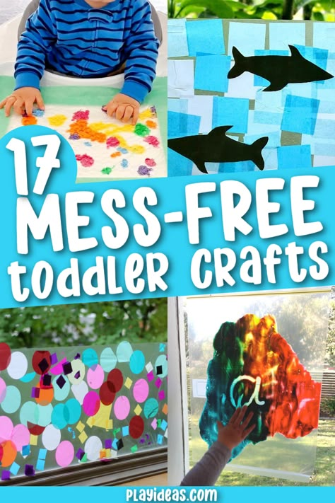 Toddlers are notorious for making a mess, but these 17 crafts will keep the crafting fun without leaving your house a disaster zone. From painting with water to creating DIY toys, these activities are perfect for little ones who love getting their hands dirty. No Mess Preschool Crafts, At Home Crafts For Toddlers, Quick Toddler Crafts, Crafts For 2 Year Kids At Home Easy, Crafts About Family For Toddlers, Low Mess Crafts For Kids, Clean Crafts For Kids, Mess Free Toddler Crafts, Two Year Old Arts And Crafts