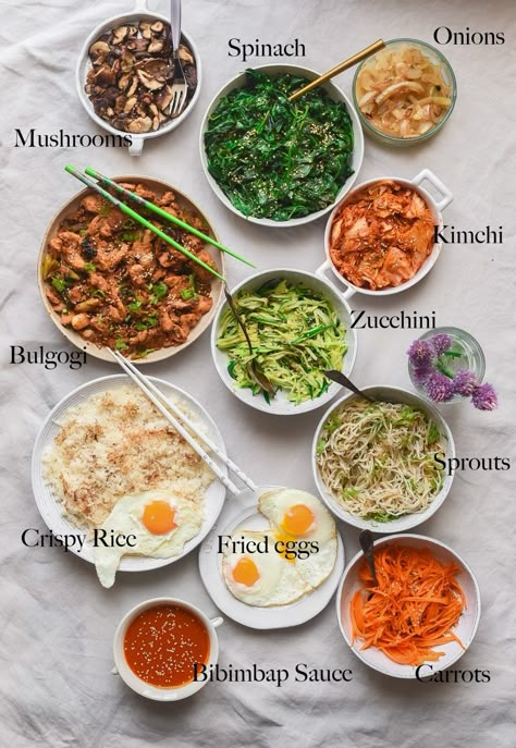 Chicken Bim Bap, Korean Food Recipes Bibimbap, Bibimbap Meal Prep, Easy Bibimbap Bowl, Bimbimbop Recipe Easy, Bim Bim Bap Recipe Vegetarian, Korean Bibimbap Bowls, Bip Bap Bowl, Bulgogi Bibimbap Recipe