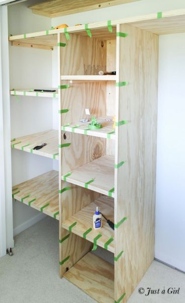 How Builder Moms Get Organized: 5 DIY Shelving Solutions for Every Room in Your House - Top Shelf DIY Diy Kast, Closet Organization Cheap, Small Closet Organization Bedroom, Master Closet Organization, Closet Small Bedroom, Bedroom Closet Storage, Organization Closet, Walking Closet, Diy Wardrobe