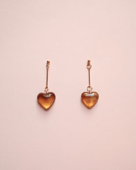 Neutral Amber Color Heart Drop Resin Earrings, Dainty 14k Gold Filled, Women, Heart Shaped Earring, Valentines Day Earrings, Birthday Gift - Etsy Cute Gold Earrings, Valentines Day Earrings, Earrings Fall, Color Heart, Amber Earrings, Heart Shaped Earrings, Heart Drop Earrings, Funky Jewelry, Earrings Dainty