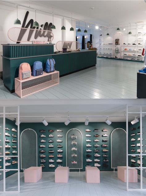 Shoe Stores Design, Shoes Store Design Decor, Shoe Showroom Display, Shop Shoes Design, Shoe Showroom Interior, Shoes Retail Design, Urban Store Design, Sneaker Store Design, Shoe Store Interior Design