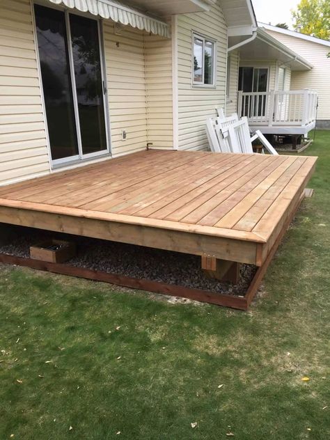 Wooden Patio Deck, 12 X 12 Deck Ideas, Wood Deck Over Concrete Patio, Wood Deck Over Concrete, Above Ground Pool Small Deck, Diy Deck Ideas On A Budget, Deck Bed Ideas, Picture Frame Deck, Double Deck Bed Ideas