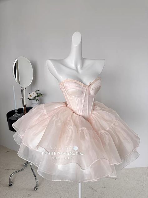 #dress #princess Pink Peom Dresses, Prom Dresses Cute Short, Short Pink Quince Dress, Pink Dress Elegant Short, Poofy Short Dress, Prom Dress Pink Short, Dresses Photoshoot Ideas, Princess Dresses Short, Short Pink Prom Dress