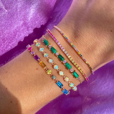 Cabochon Bracelet, Bracelets Handmade Diy, Rainbow Gemstones, Rainbow Jewelry, Rainbow Bracelet, Fitness Bracelet, Gold Chain Jewelry, Jewelry Lookbook, Colorful Jewelry