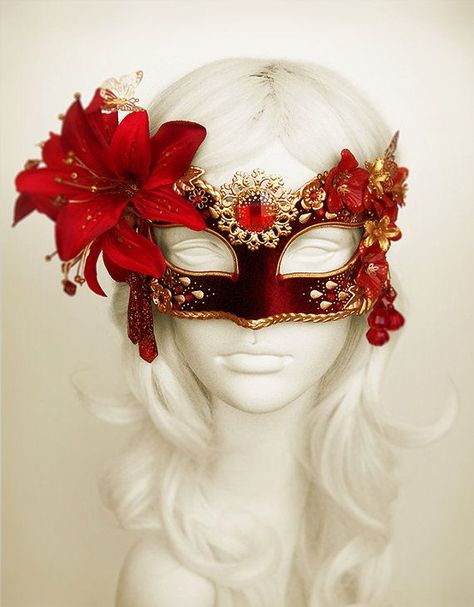 Red Masquerade, Diy Fantasia, Gold Masquerade Mask, The Mask Costume, Costume Carnaval, Masquerade Theme, Ball Mask, Red Mask, Masked Ball