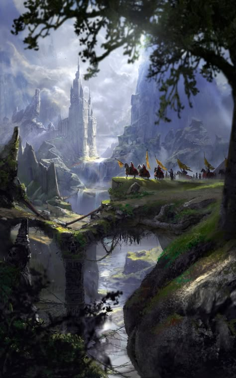 ArtStation - "A long journey", Alejandro Olmedo Landscape Concept, 다크 판타지, Fantasy City, Fantasy Castle, Fantasy Setting, Fantasy Places, Airbrush Art, Fantasy Art Landscapes, Fantasy Concept Art