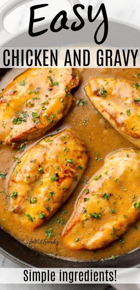 Healthy Chicken Gravy Recipe, Chicken And Chicken Gravy Recipes, Pan Fried Chicken And Gravy, Garlic Gravy Chicken, Chicken Cutlets With Gravy, Baked Chicken Recipes With Gravy, Chicken Tenders And Gravy, One Pan Chicken And Gravy, Easy Chicken Gravy From Broth