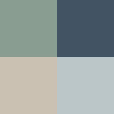 Navy And Green Color Scheme, Blue Green And Taupe Living Room, Blue Sage Paint Color, Seafoam Green And Navy Bedroom, Sage Green And Blue Interior, Dusty Navy Blue, Blue Green And Gold Bedroom, Greens That Go With Navy Blue, Dusty Blue Living Room Decor