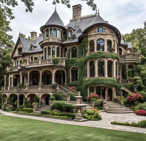 Pretty Building Aesthetic, Baroque House Exterior, Victorian Homes Mansions, Victorian House Mansion, Rich Victorian House, House That Looks Like A Castle, 5 Story Mansion, European Style Mansion, Victorian Houses Aesthetic