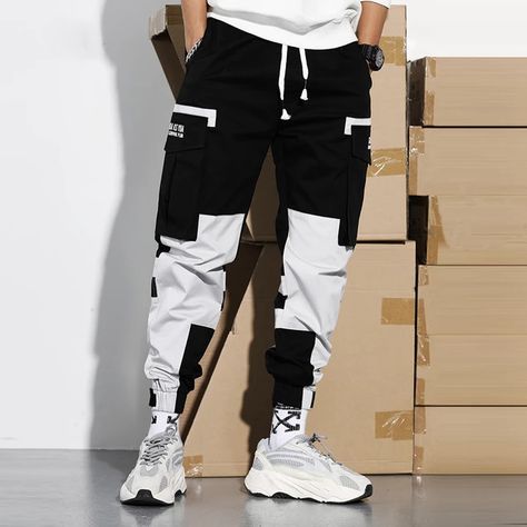 Baggy Cargo Pants Men, Hip Hop Street Fashion, Streetwear Sweatpants, Overalls Casual, Estilo Harajuku, Black Harem Pants, Hip Hop Pants, Overalls Men, Casual Cargo Pants