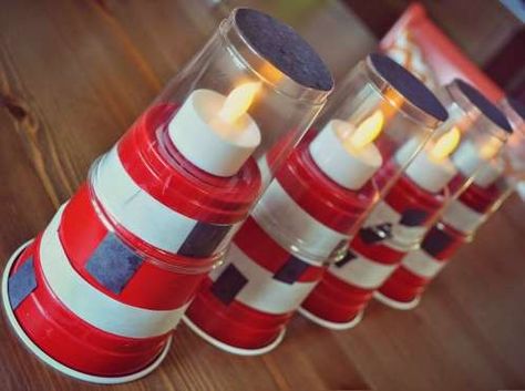 This Little Light Of Mine Craft, Solo Cup Crafts, Lighthouse Keepers Lunch, Vbs Shipwrecked, Shipwrecked Vbs, Diy Lighthouse, Lighthouse Crafts, Light Party, Vbs Themes