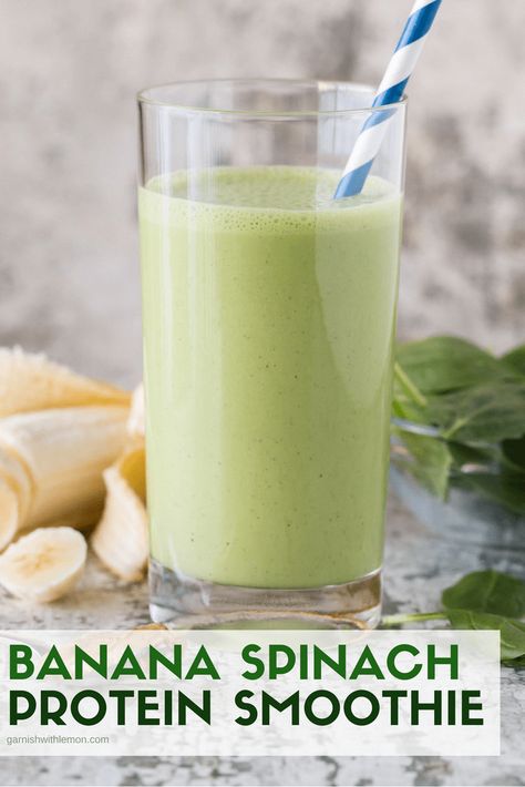 Spinach Protein Smoothie, Banana Spinach Smoothie, Spinach Smoothie Recipes, Banana Protein Smoothie, Menu Sarapan Sehat, Smoothie Protein, Healthy Breakfast On The Go, Resep Smoothie, Skipping Breakfast