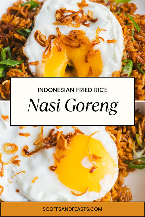 fried egg on top of fried rice Spicy Fried Rice Recipe, Indonesian Fried Rice, Tasty Fried Rice, Indonesian Recipes, Making Fried Rice, Chinese Takeaway, Dinner Guests, Fried Rice Recipe, Quick Dinner Recipes