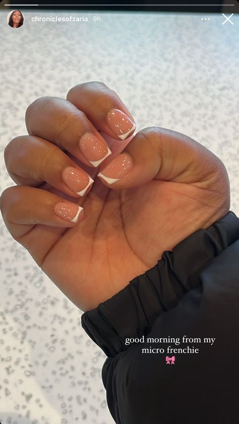 Short French Tip On Natural Nails, Clean Short Nails Aesthetic, Natural Nail Overlay Short, French Nails On Natural Nail, Natural Nail French Manicure, French Tip Nails On Natural Nails, Overlay Nails French Tip, Super Short Square Acrylic Nails, French Tip On Natural Nails Short