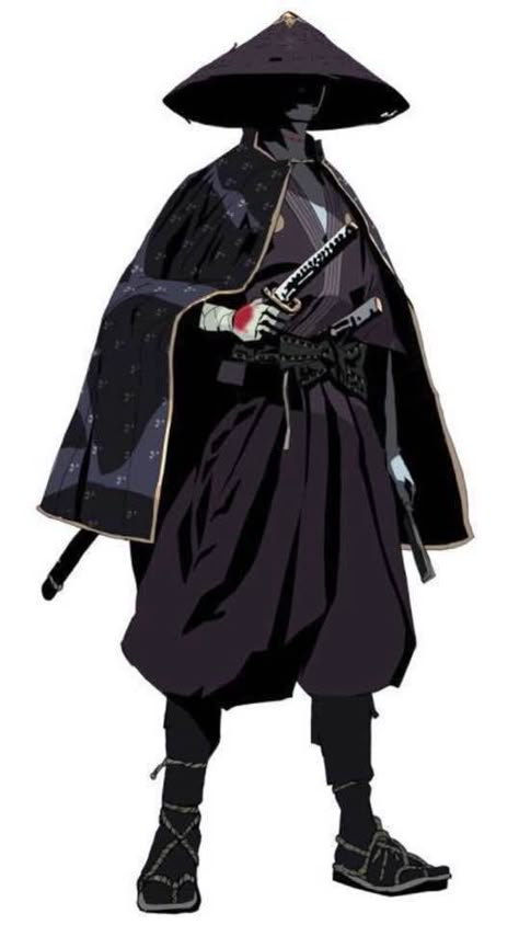 Samurai Clothing Reference, Samurai Clothing Drawing, Ronin Samurai Outfit, Japanese Clothes Drawing Reference, Samurai Art Reference, Japanese Swordsman Outfit, Japanese Samurai Character Design, Samurai Inspired Outfit, Samurai Dnd Character