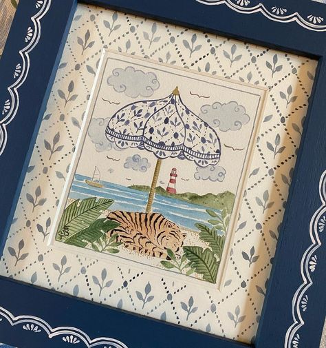 Felicity Buchanan Designs (@felicitybuchanandesigns) • Instagram photos and videos Felicity Buchanan Designs, Frame Wall Decor Ideas, Photo Frame Painting Ideas, Art Framing Ideas, Watercolor Furniture, Vintage Border Design, Vintage Hand Painted Furniture, Painted Photo Frames, Painted Frames