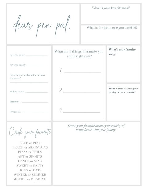 Pen Pal Organization, Pen Pal Station, What To Write In Penpal Letter, Pen Pal Card Ideas, Pen Pal Letters Inspiration, Pen Pal Letter Template, Penpal Envelope Ideas, Penpal Printables, Pen Pal Tracker